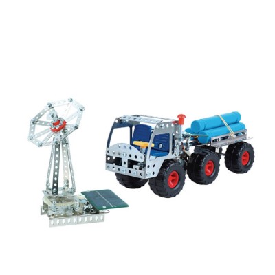 HY558A-B Assemble metal solar powered truck building block toys for kids