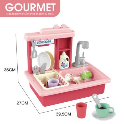 DIY BO Pretend Play Game Set Mini Electronic Dishwasher Plastic Wash Dishes Sink Kitchen Toys for Kids