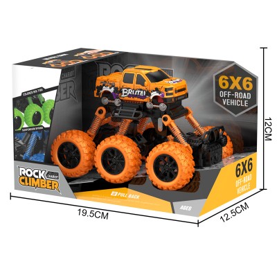 HY500-459A Latest six wheels pull back car rock climbing pull back car pull back car with suspension function for kids